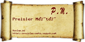 Preisler Máté névjegykártya