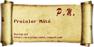Preisler Máté névjegykártya